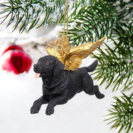DESIGN TOSCANO Honor the Pooch: Black Lab Holiday Dog Angel Ornament JH170714